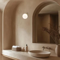 Brushed Brass LED Wall Light with Opal Glass - Image 1