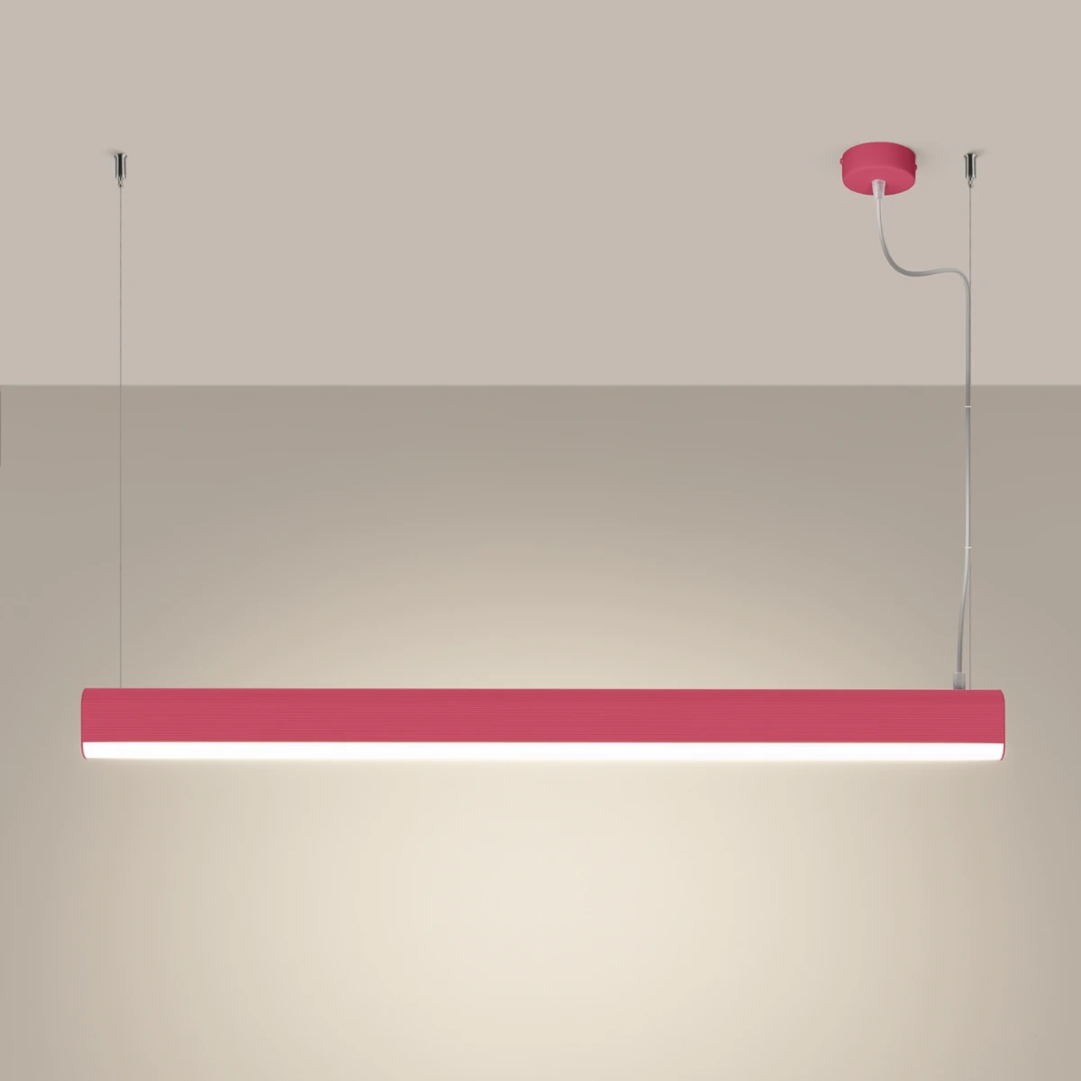 Pakabinamas LED šviestuvas 120 cm – linijinis, rožinis, su pulteliu