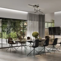 Geometrinis LED Lubinis Šviestuvas, Matinės Juodos Spalvos, Reguliuojamo Ryškumo - Nuotrauka 3