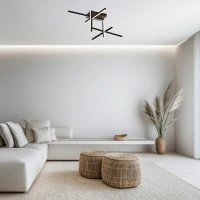 Geometrinis LED Lubinis Šviestuvas, Matinės Juodos Spalvos, Reguliuojamo Ryškumo - Nuotrauka 1