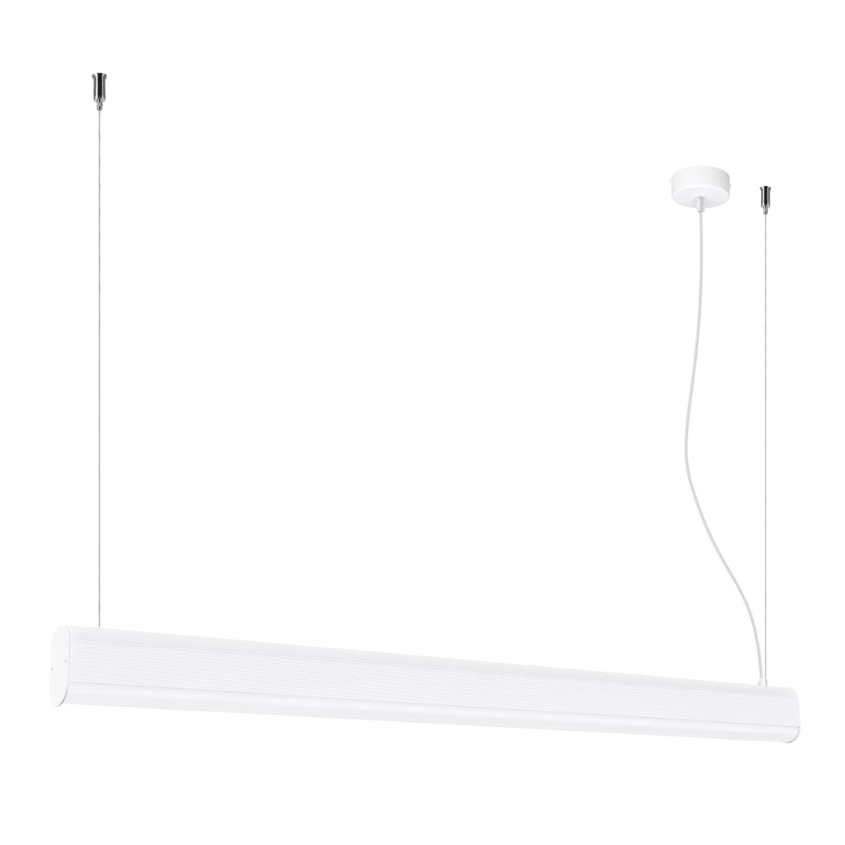 Pakabinamas LED šviestuvas 120 cm – linijinis, baltas, su nuotoliniu valdymu