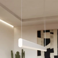 Pakabinamas LED šviestuvas 120 cm – linijinis, baltas, su nuotoliniu valdymu - Nuotrauka 1