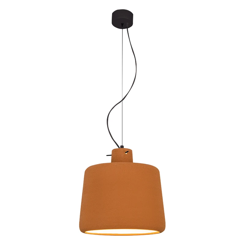 Natūralaus Molio ir Juodo Metalo Pakabinamas Šviestuvas, Ø28cm