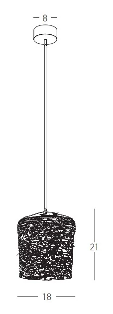 Natural Braided Wheat Pendant Light, Black, 18cm Ø x 21cm H