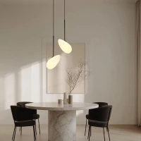 Juodas matinis LED pakabinamas šviestuvas, 5W 3000K, su ovaliu opalinio stiklo gaubtu - Nuotrauka 1