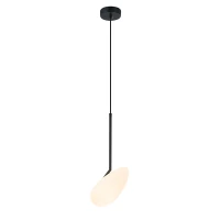 Juodas matinis LED pakabinamas šviestuvas, 5W 3000K, su ovaliu opalinio stiklo gaubtu - Nuotrauka 2