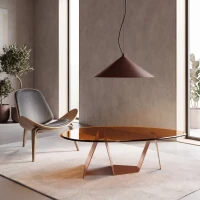 Pakabinamas šviestuvas 50 cm – kūginis, smėlio spalvos, šiltas LED - Nuotrauka 4