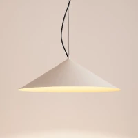 Pakabinamas šviestuvas 50 cm – kūginis, smėlio spalvos, šiltas LED - Nuotrauka 5