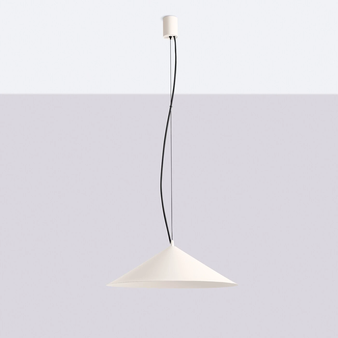 Pakabinamas šviestuvas 50 cm – kūginis, smėlio spalvos, šiltas LED