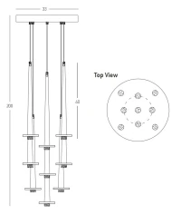 Matt Black Multi-Pendant LED Chandelier with Marble - Image 4
