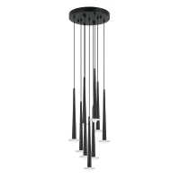 Matt Black Multi-Pendant LED Chandelier with Marble - Image 2