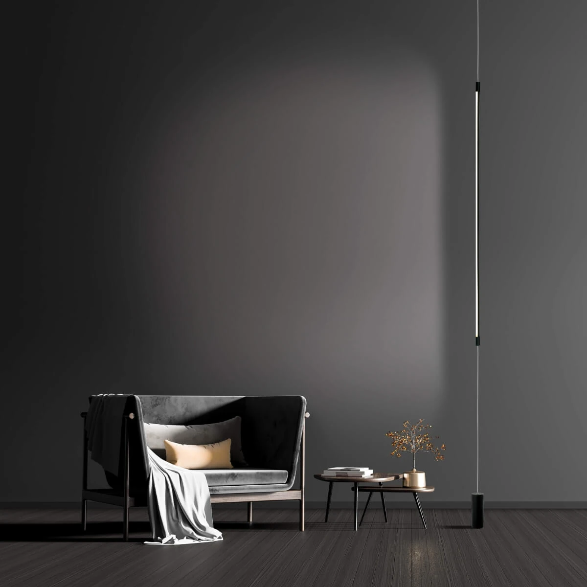 Linear LED Pendant Light, Black Matt Finish