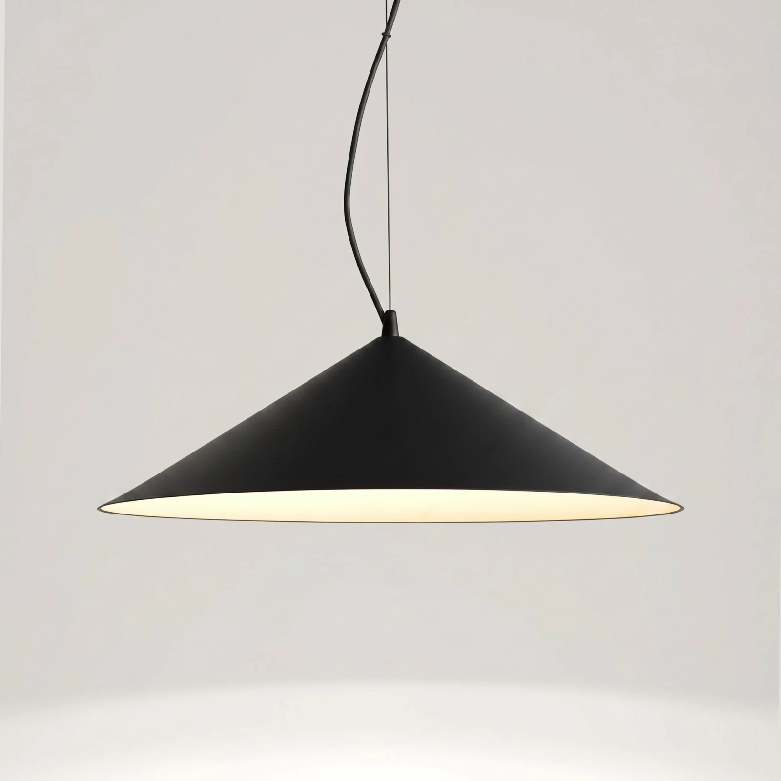 Pendant lamp 50 cm – conical, black, warm LED 3000K