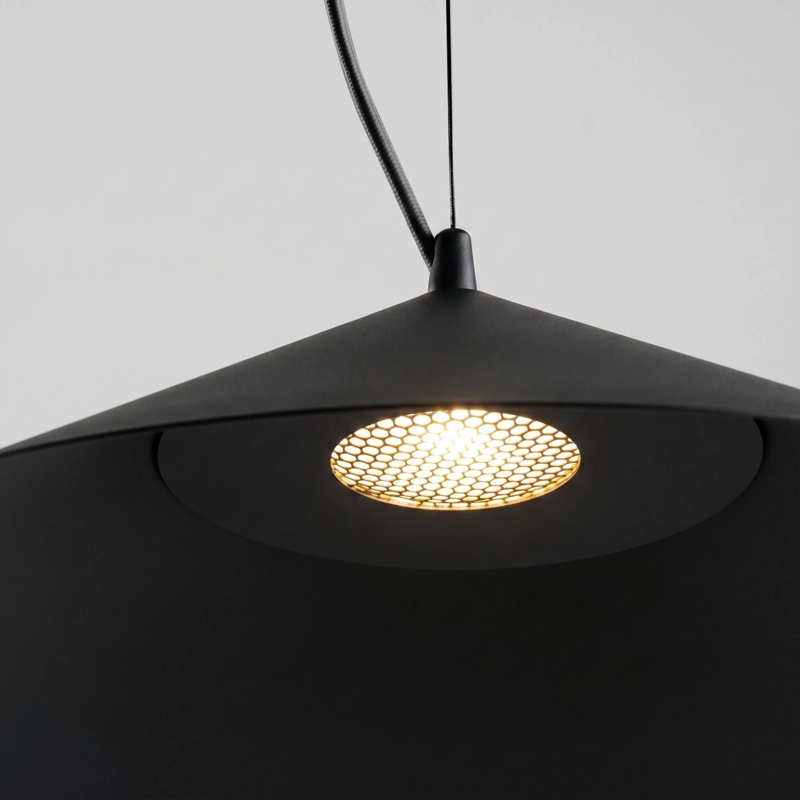 Pendant lamp 50 cm – conical, black, warm LED 3000K