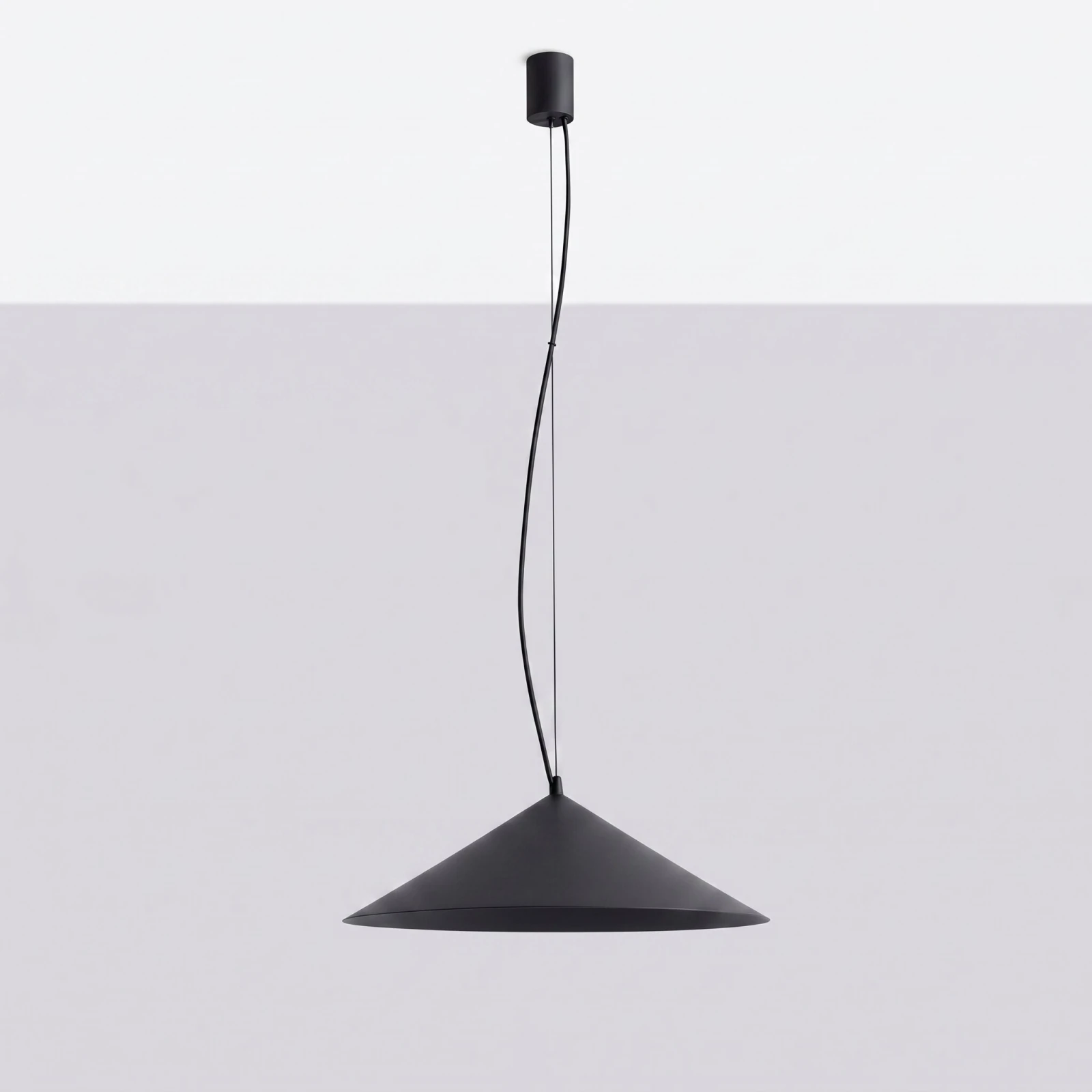 Pendant lamp 50 cm – conical, black, warm LED 3000K