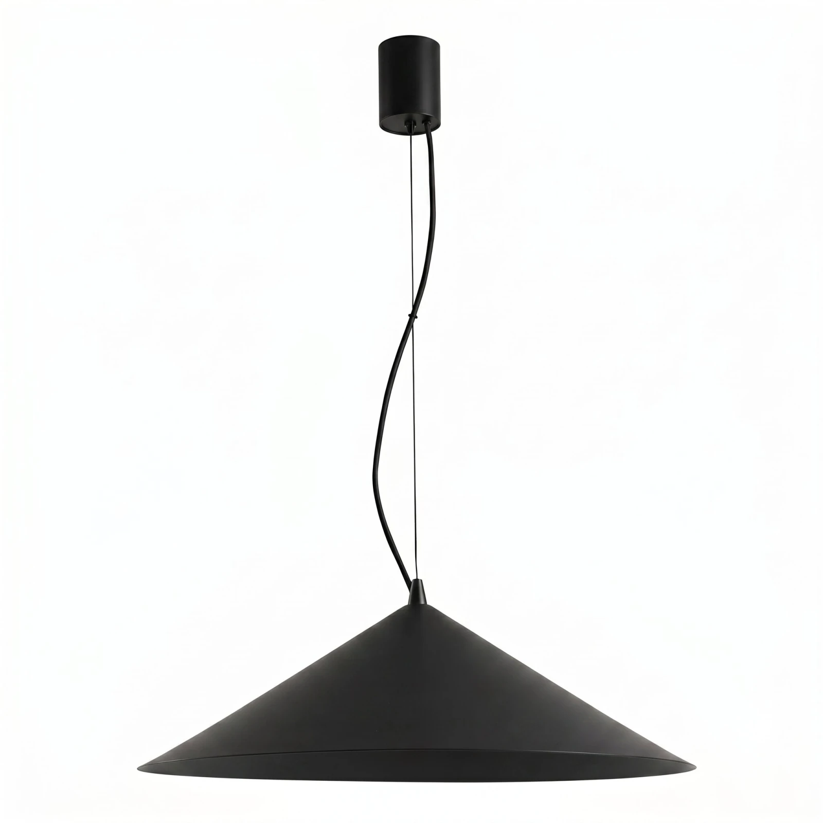 Pendant lamp 50 cm – conical, black, warm LED 3000K