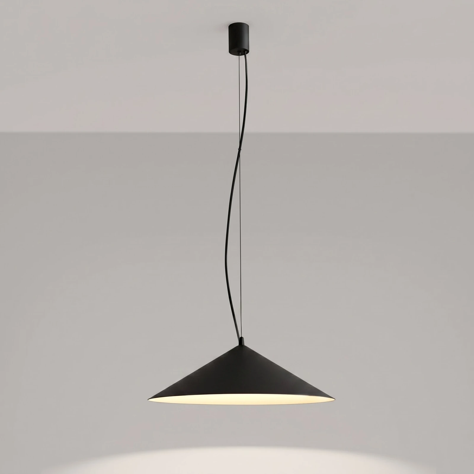 Pendant lamp 50 cm – conical, black, warm LED 3000K