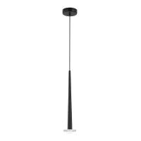 Slim Conical LED Pendant Light with White Marble Base, Black Matt - Image 3