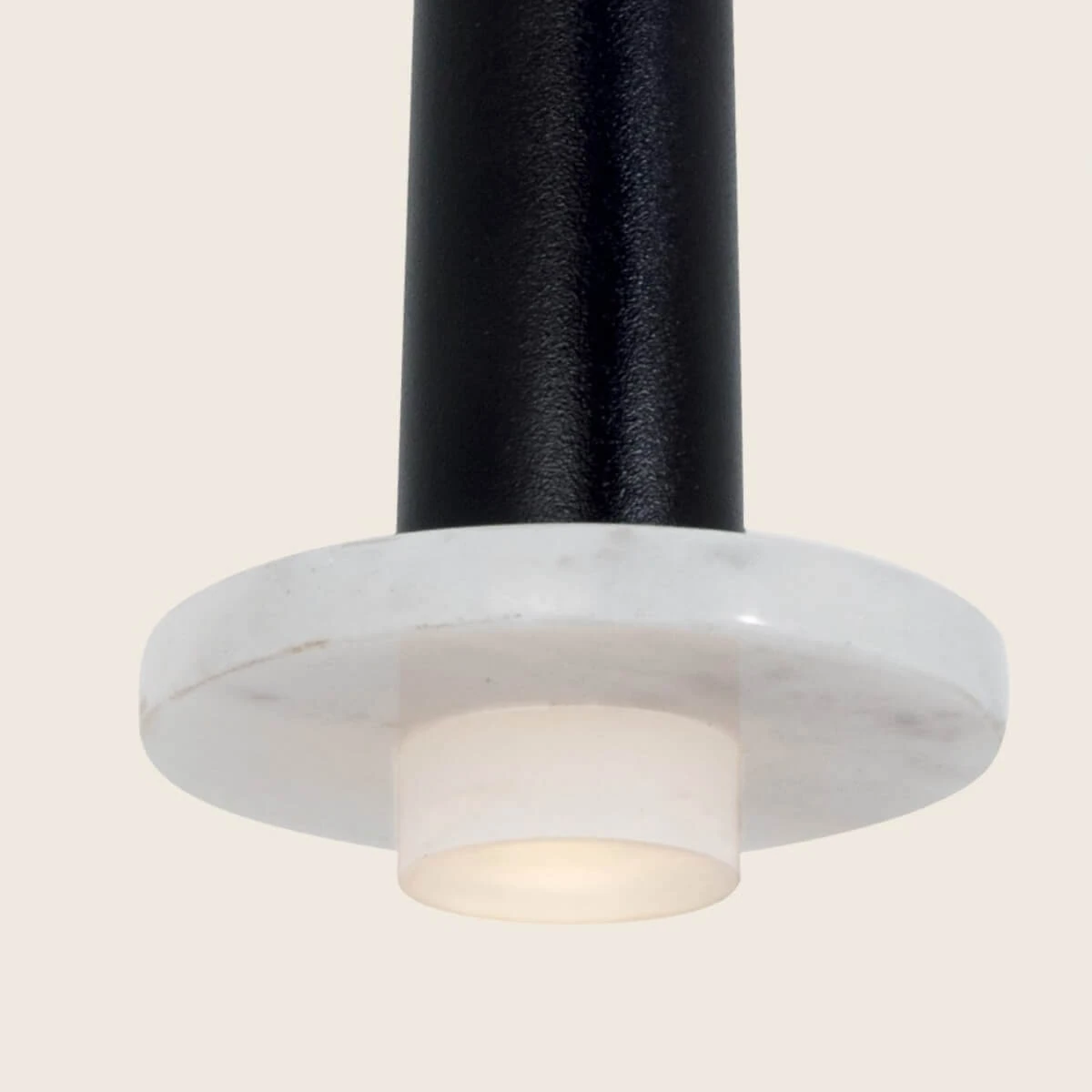 Slim Conical LED Pendant Light with White Marble Base, Black Matt