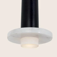 Slim Conical LED Pendant Light with White Marble Base, Black Matt - Image 2