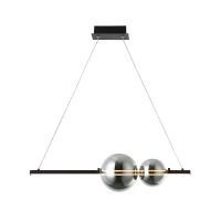LED pakabinamas šviestuvas su dūminio stiklo gaubtais, juodas matinis - Nuotrauka 1