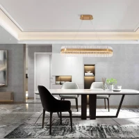 Gold Matt LED Pendant Light with Crystal Prisms - Image 3
