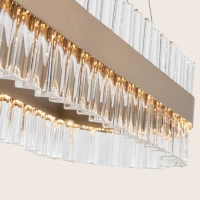 Gold Matt LED Pendant Light with Crystal Prisms - Image 4
