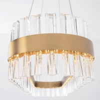 Gold Matt LED Pendant Light with Crystal Prisms - Image 5