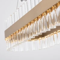 Gold Matt LED Pendant Light with Crystal Prisms - Image 6