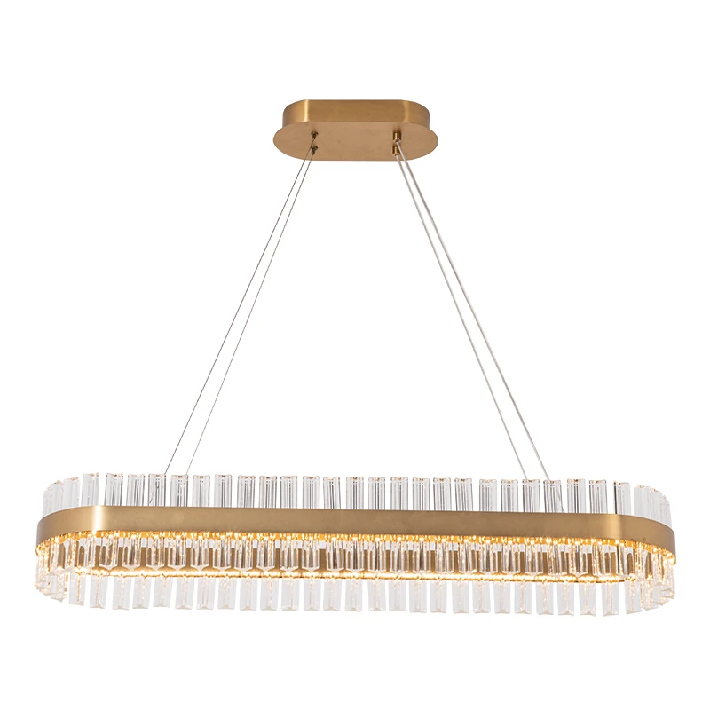 Gold Matt LED Pendant Light with Crystal Prisms