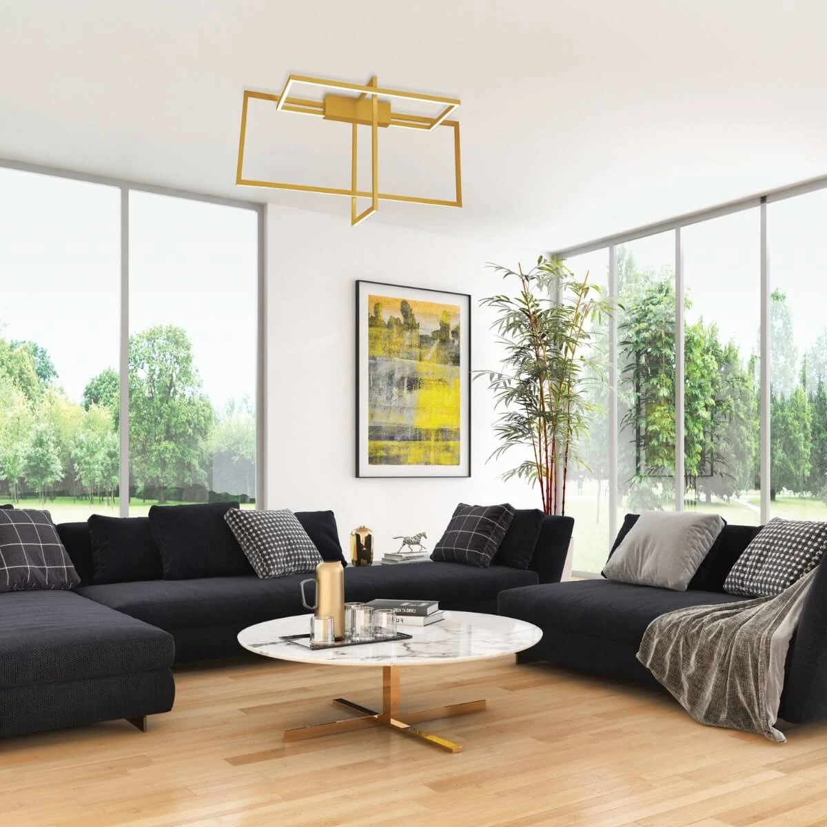 Modernus Auksinis Geometrinis LED Lubinis Šviestuvas