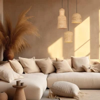 Natural Braided Wheat Pendant Light, 45 cm - Image 3