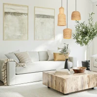 Natural Braided Wheat Pendant Light, 45 cm - Image 1