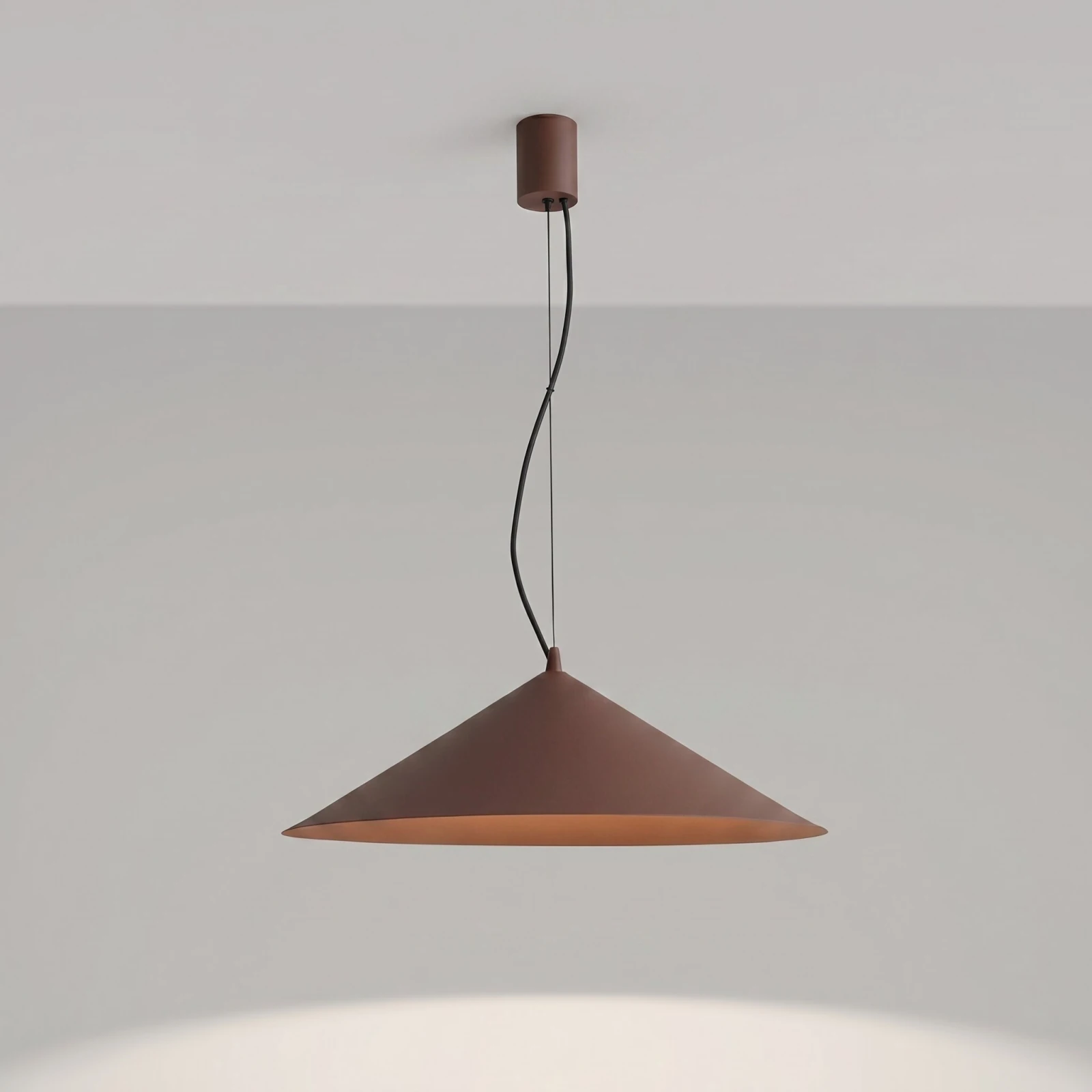 Pendant lamp 50 cm – cone, brown, TRIAC dimmable
