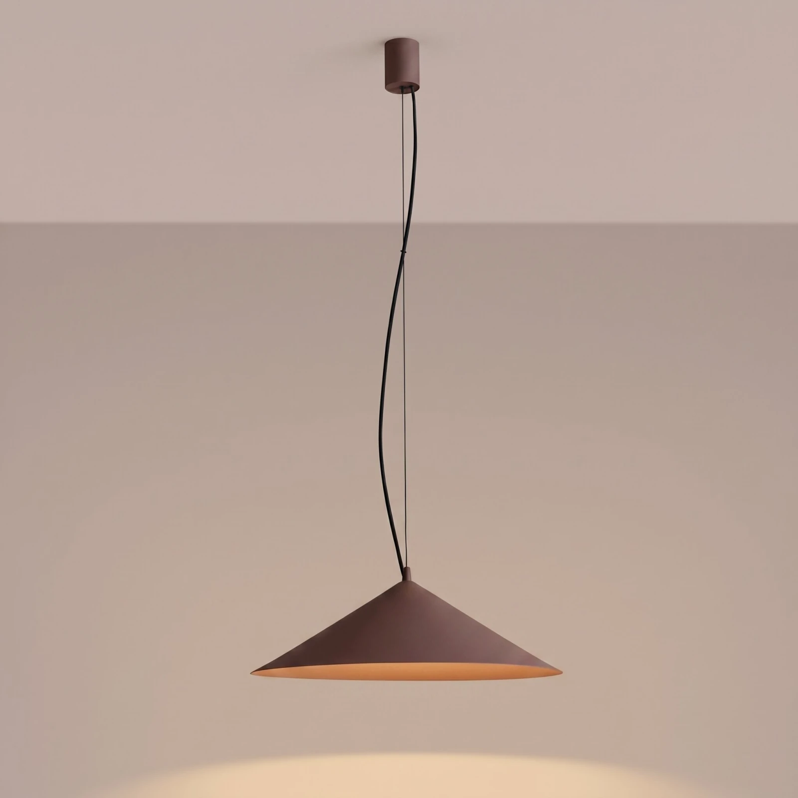 Pendant lamp 50 cm – cone, brown, TRIAC dimmable