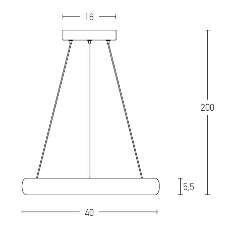 Pakabinamas LED šviestuvas 40cm, matinės šlifuoto aukso spalvos, 32W 3000K