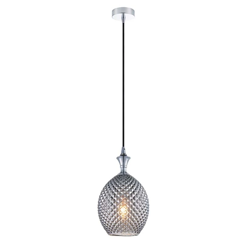 Smoked Grey-Chrome Pendant Light E27 Max 40W