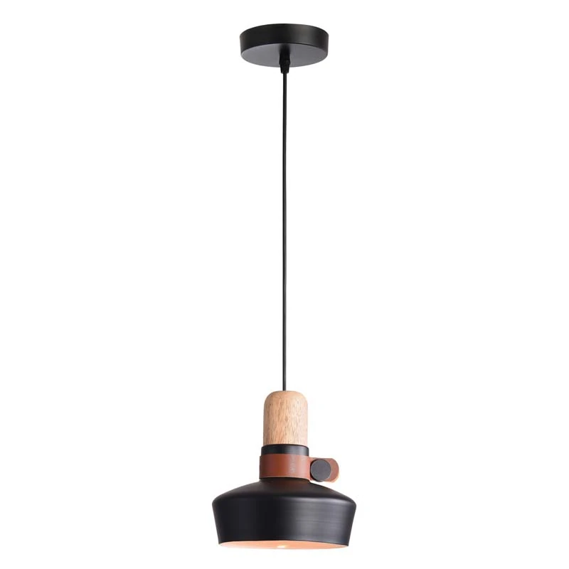 Minimalistinis pakabinamas šviestuvas, juodas matinis metalas, Ø20cm