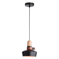 Minimalistinis pakabinamas šviestuvas, juodas matinis metalas, Ø20cm - Nuotrauka 1