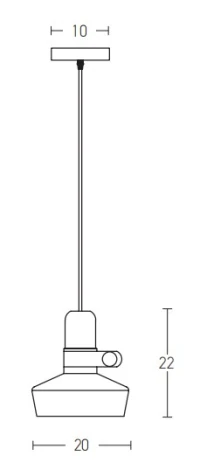 Minimalistinis pakabinamas šviestuvas, juodas matinis metalas, Ø20cm - Nuotrauka 2