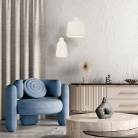 White Clay Pendant Light with Black Base, H27cm - Image 3