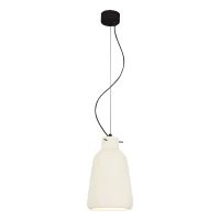 White Clay Pendant Light with Black Base, H27cm - Image 2