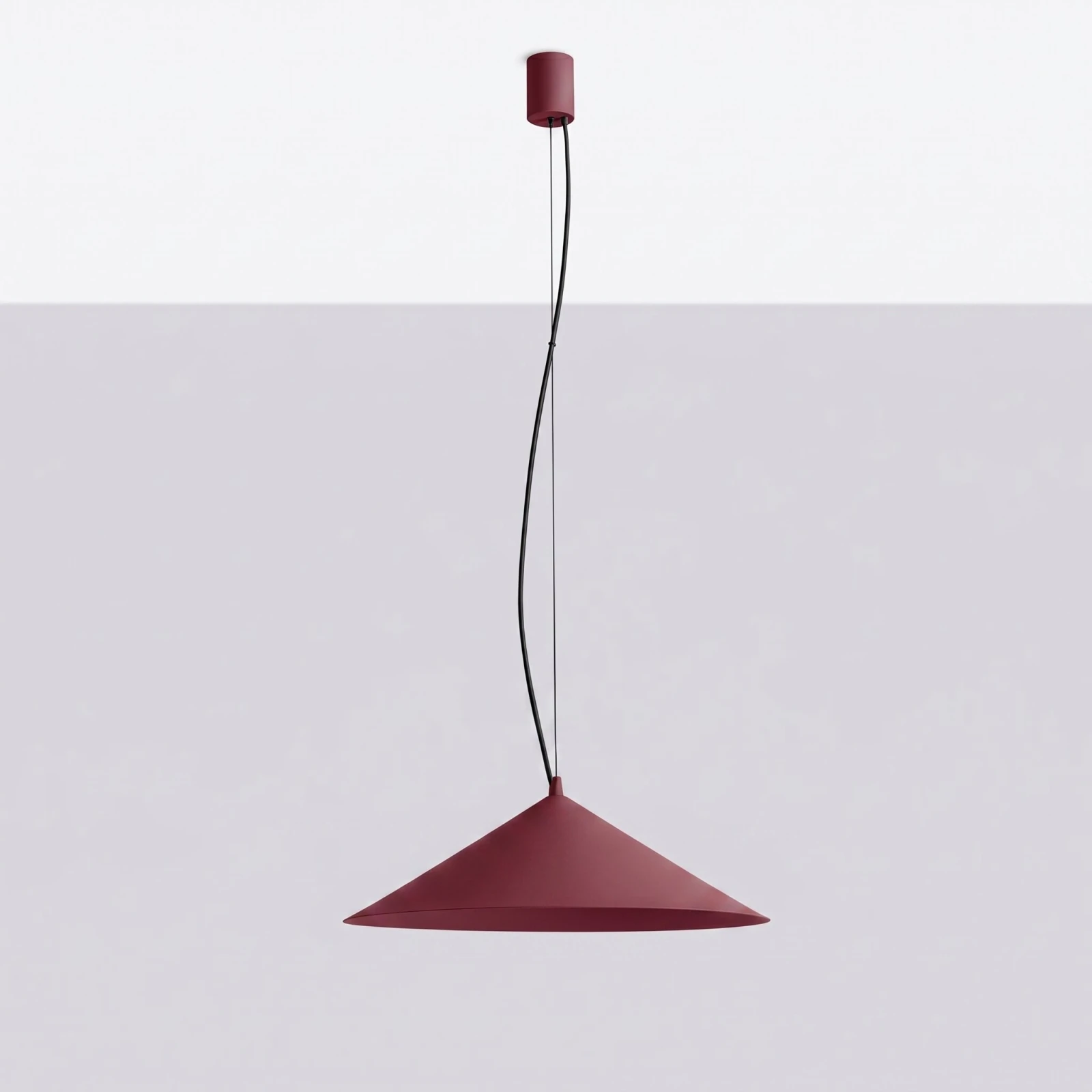 Pakabinamas šviestuvas 50 cm – kūginis, burgundinis, šiltos LED šviesos