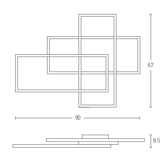 Modernus Geometrinis Dimeriuojamas LED Lubinis Šviestuvas, Baltas