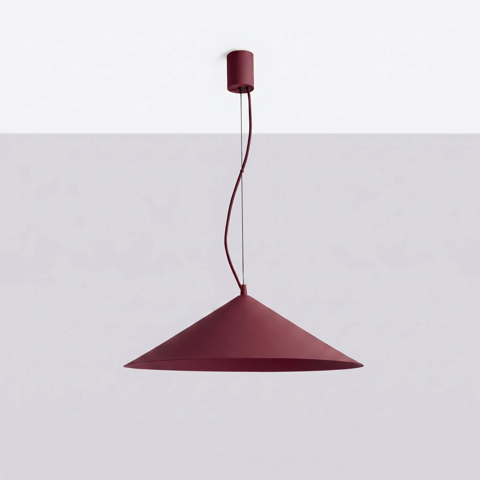 Pendant lamp 50 cm – cone shade, burgundy, TRIAC dimmable