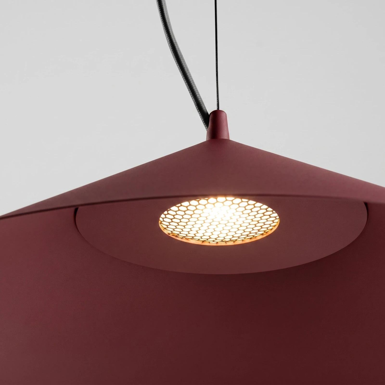 Pendant lamp 50 cm – cone shade, burgundy, TRIAC dimmable