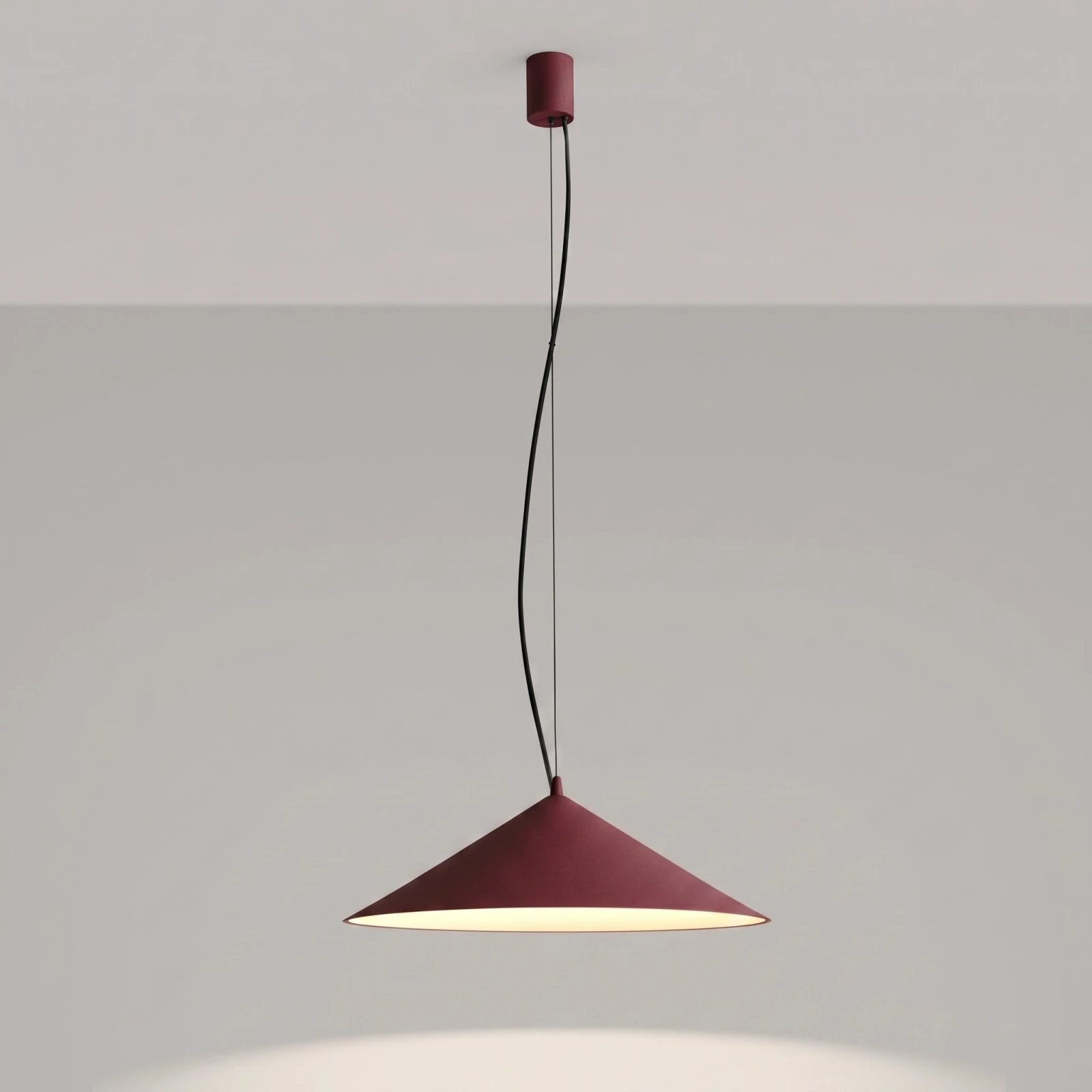Pendant lamp 50 cm – cone shade, burgundy, TRIAC dimmable