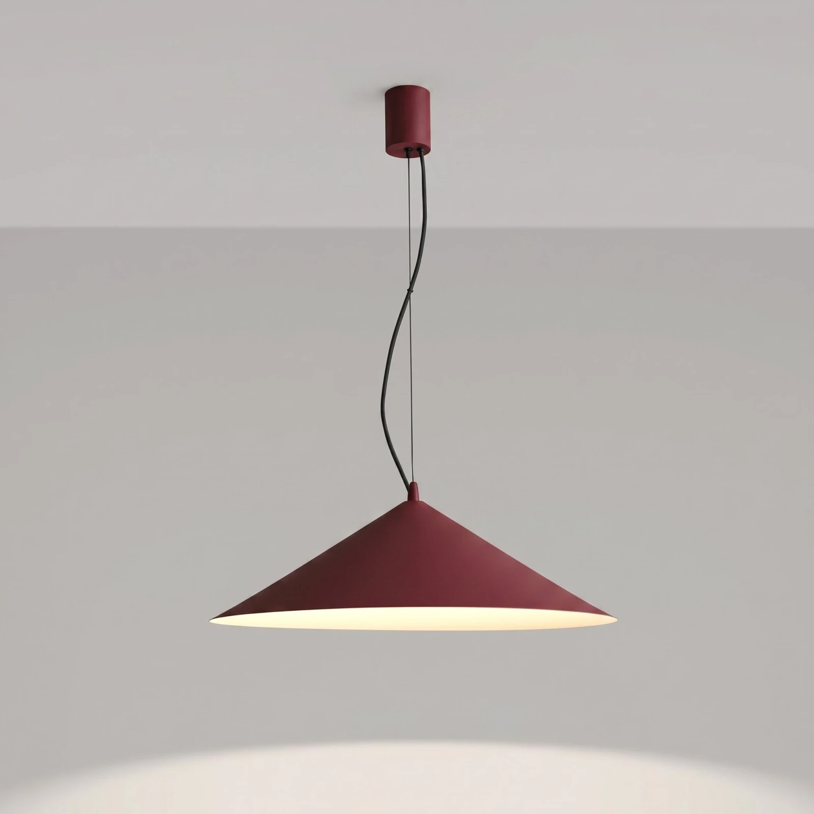 Pendant lamp 50 cm – cone shade, burgundy, TRIAC dimmable