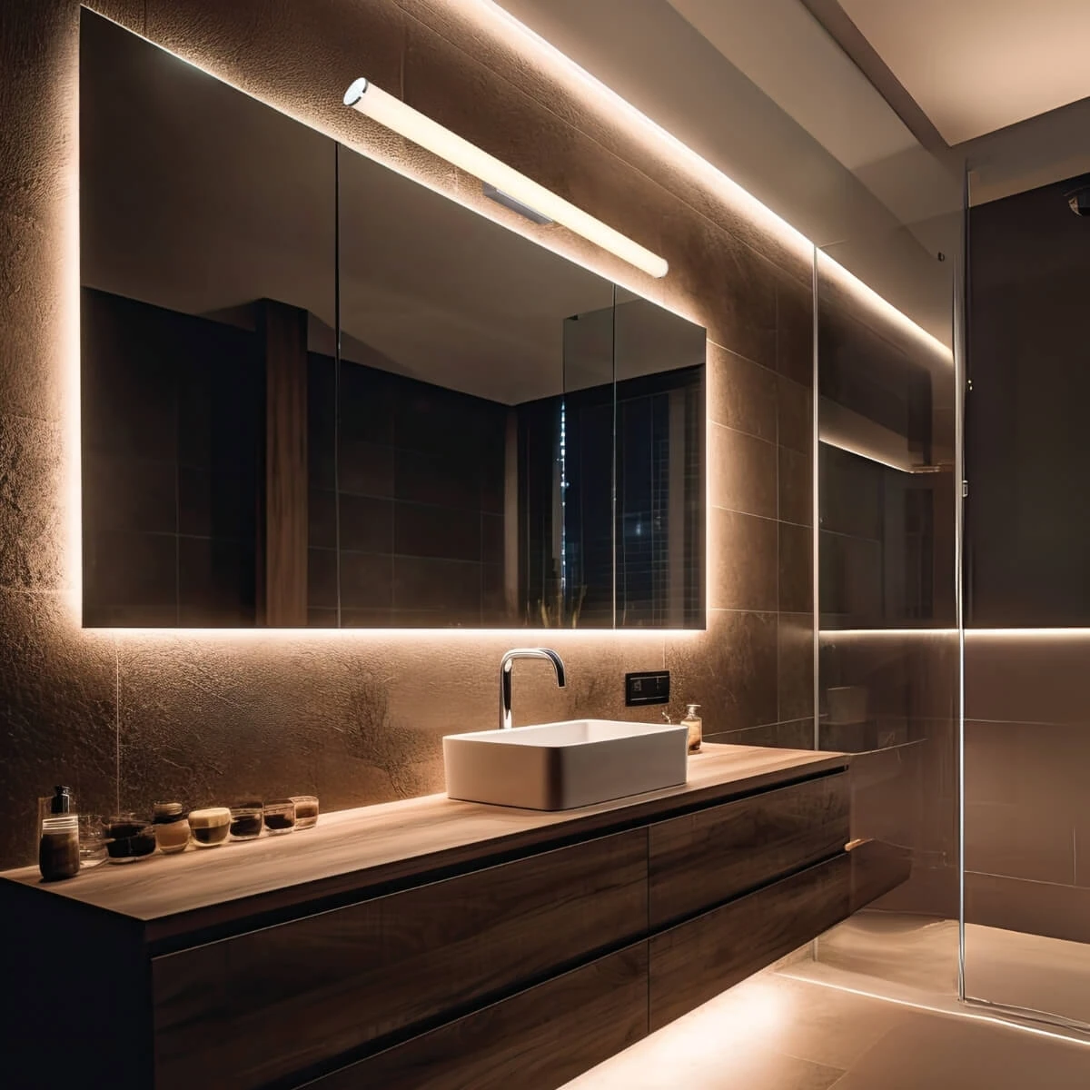 LED Linear Bathroom Wall Light, Chrome