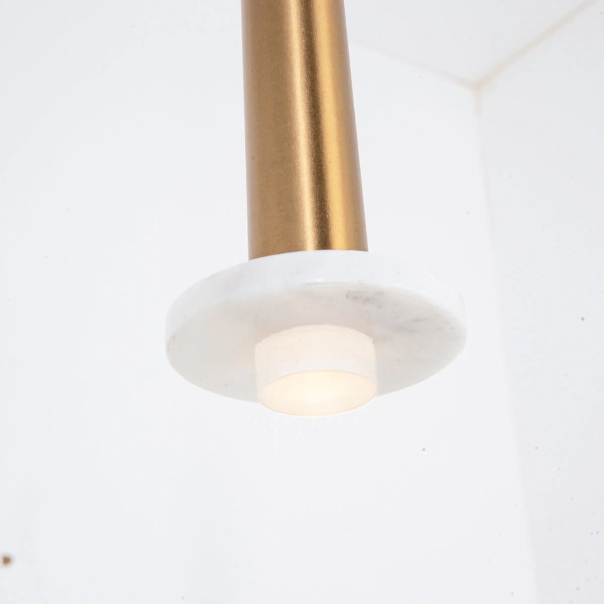 Matt Gold LED Pendant Light with Marble Accent
